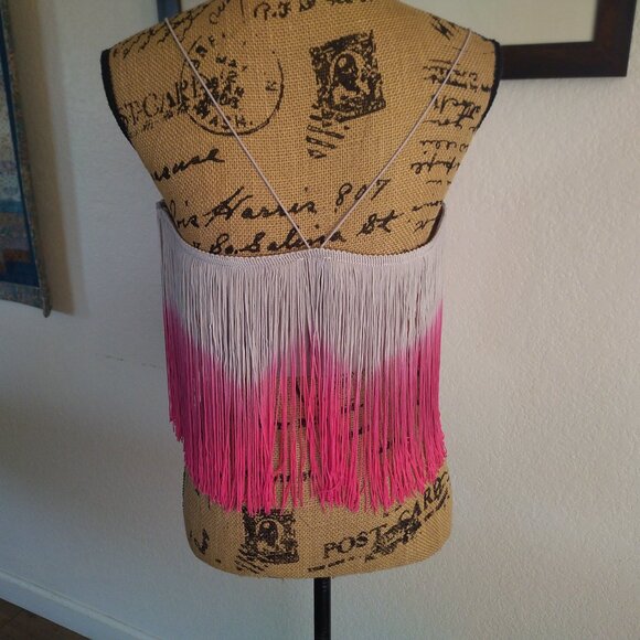 Pink Gray ombre fringe crop top - Picture 8 of 9